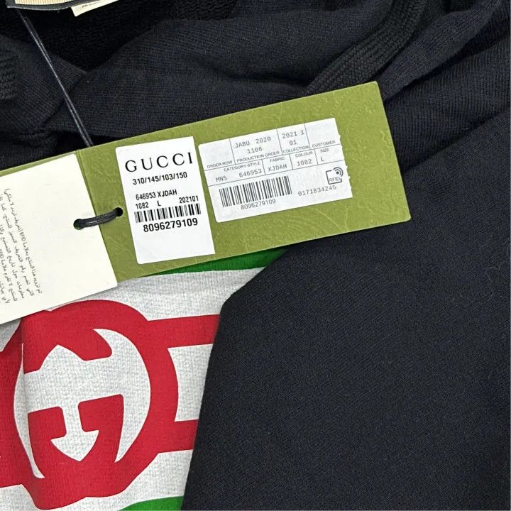 Gucci Gucci Black Logo Hooded Sweatshirt Size US L / EU 52-54 / 3 - 3 Thumbnail