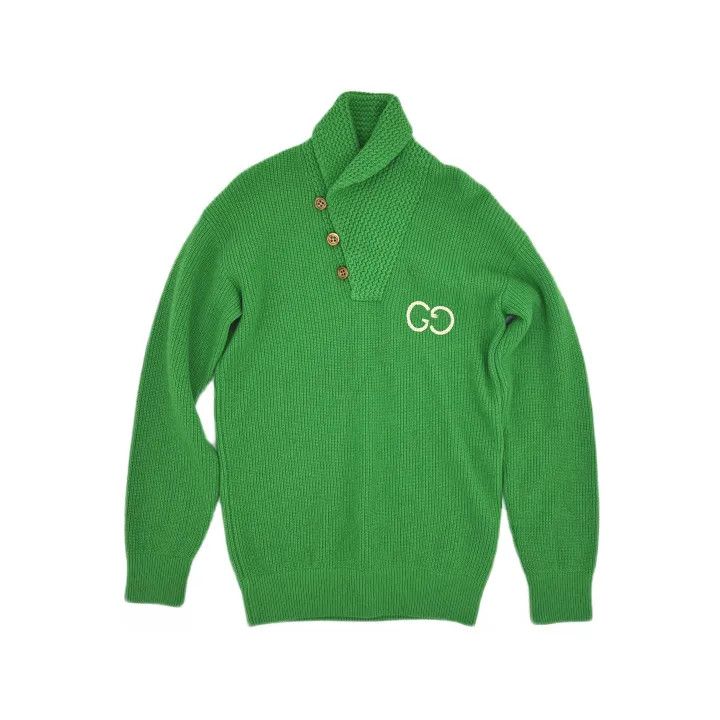 Gucci Gucci Green Knitted Wool Sweater for Men Size US M / EU 48-50 / 2 - 2 Thumbnail