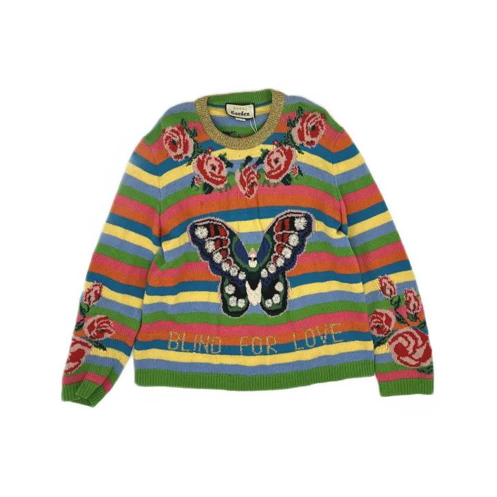 Gucci Gucci Colorful Knit Sweater with Butterfly Design Size US M / EU 48-50 / 2 - 2 Thumbnail