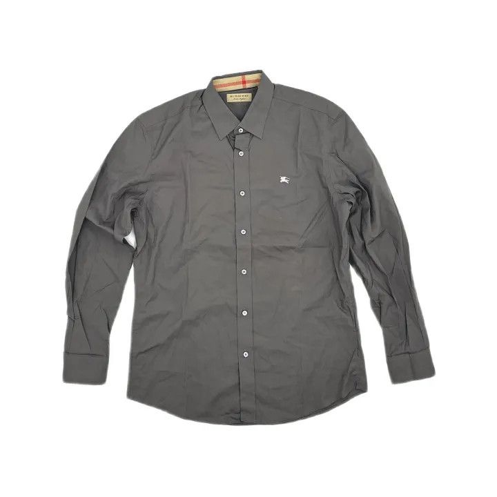 Burberry Burberry Men's Gray Logo Embroidered Long Sleeve Shirt Size US M / EU 48-50 / 2 - 2 Thumbnail