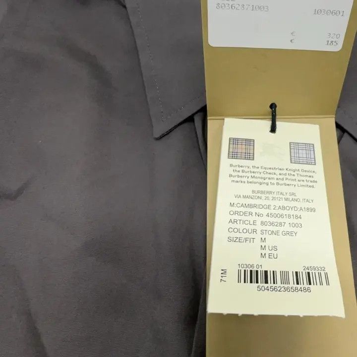 Burberry Burberry Men's Gray Logo Embroidered Long Sleeve Shirt Size US M / EU 48-50 / 2 - 6 Thumbnail