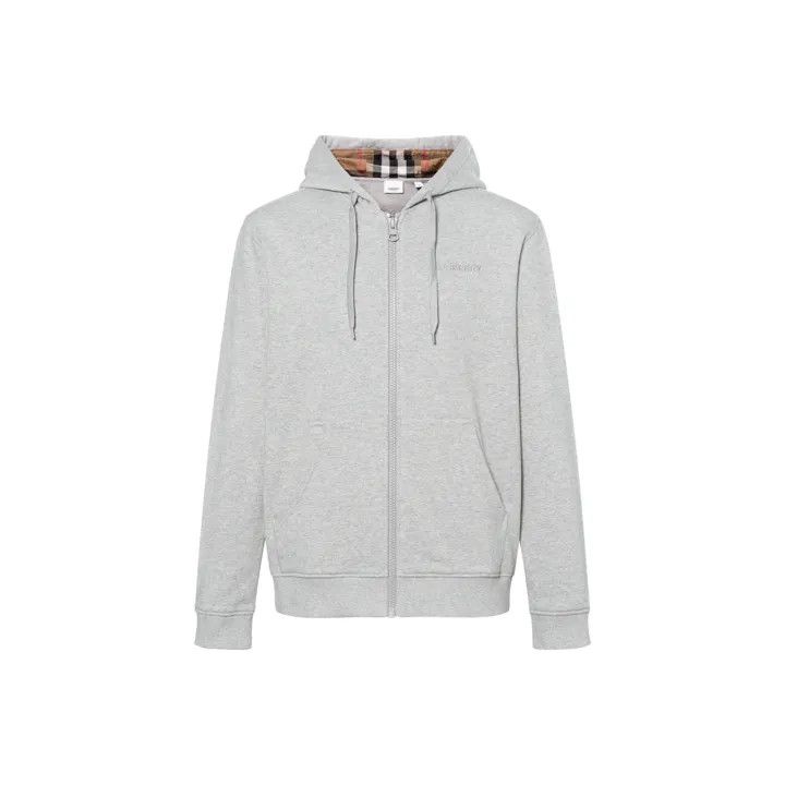 Burberry Burberry Gray Logo Zip Hoodie for Men | Grailed