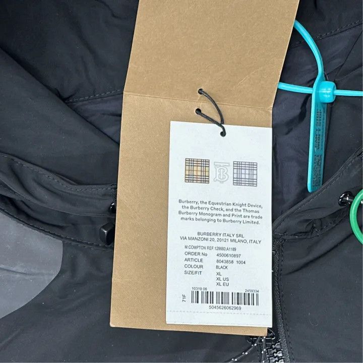 Burberry Burberry Black Logo Print Hooded Jacket Size US XL / EU 56 / 4 - 4 Thumbnail