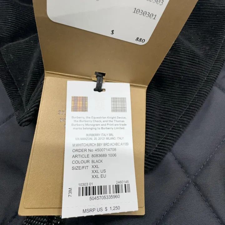 Burberry Burberry Black Quilted Zip Long Sleeve Jacket Size US XXL / EU 58 / 5 - 4 Thumbnail