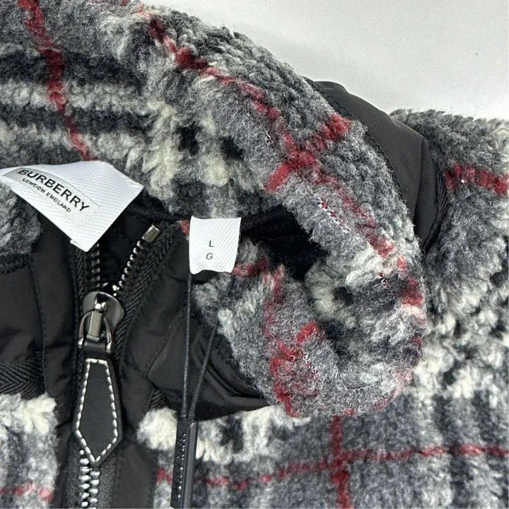 Burberry Burberry Gray Check Fleece Zip Jacket Size US L / EU 52-54 / 3 - 4 Thumbnail