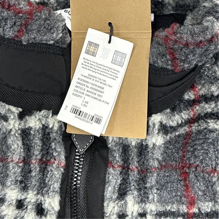 Burberry Burberry Gray Check Fleece Zip Jacket Size US L / EU 52-54 / 3 - 5 Thumbnail