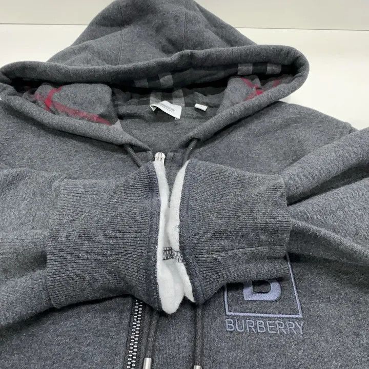 Burberry Burberry Gray Logo Embroidered Hoodie Size US L / EU 52-54 / 3 - 7 Thumbnail