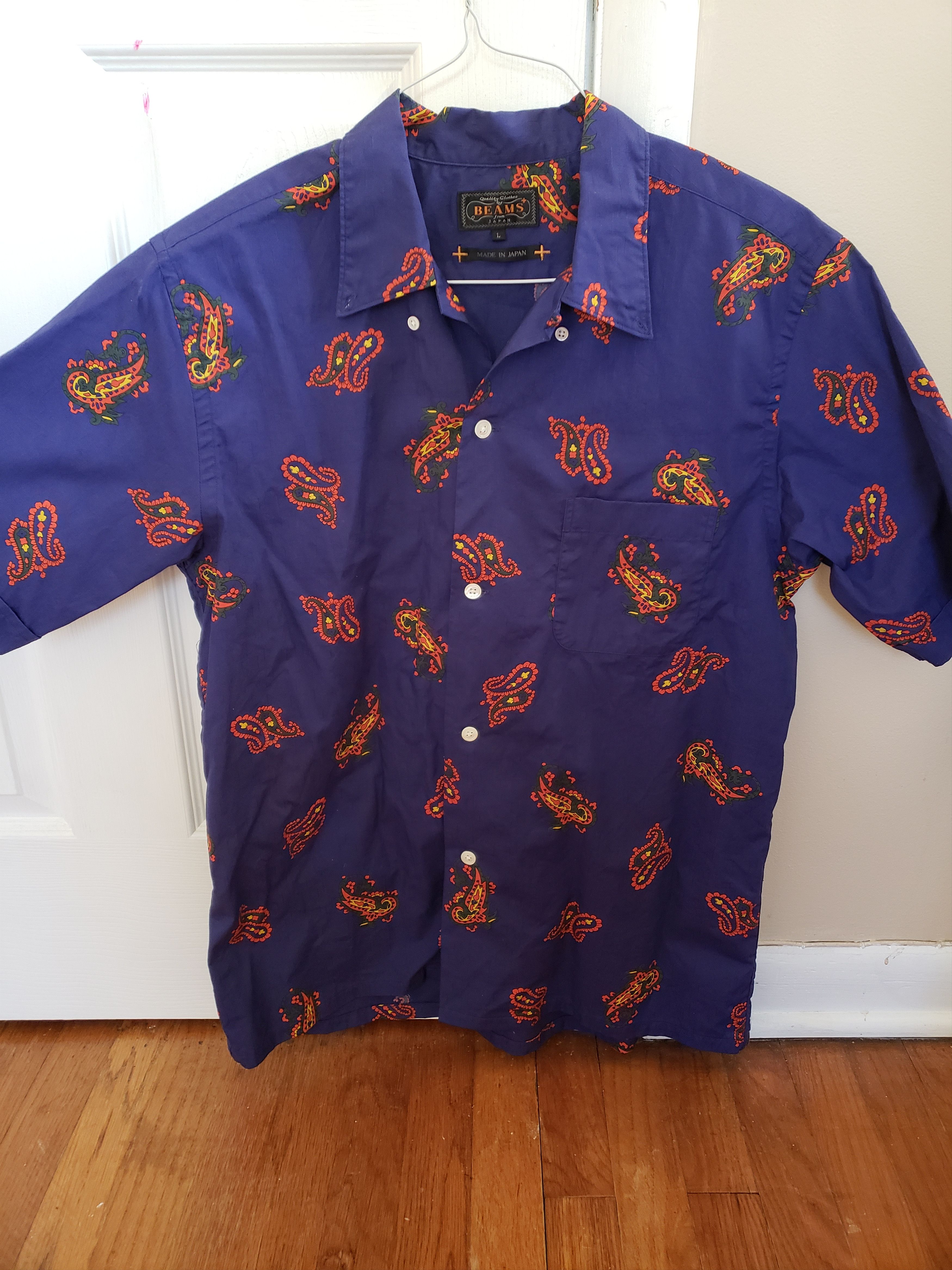Beams Plus Open collar B.D. dobby print paisley shirt Size US L / EU 52-54 / 3 - 3 Thumbnail