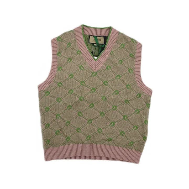 Gucci Gucci Pink V-Neck Knitted Vest for Men Size US S / EU 44-46 / 1 - 2 Thumbnail
