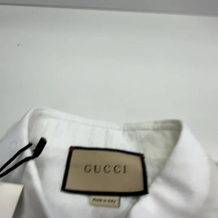 Gucci Gucci White Embroidered Logo Button-Up Shirt Size US XL / EU 56 / 4 - 7 Thumbnail