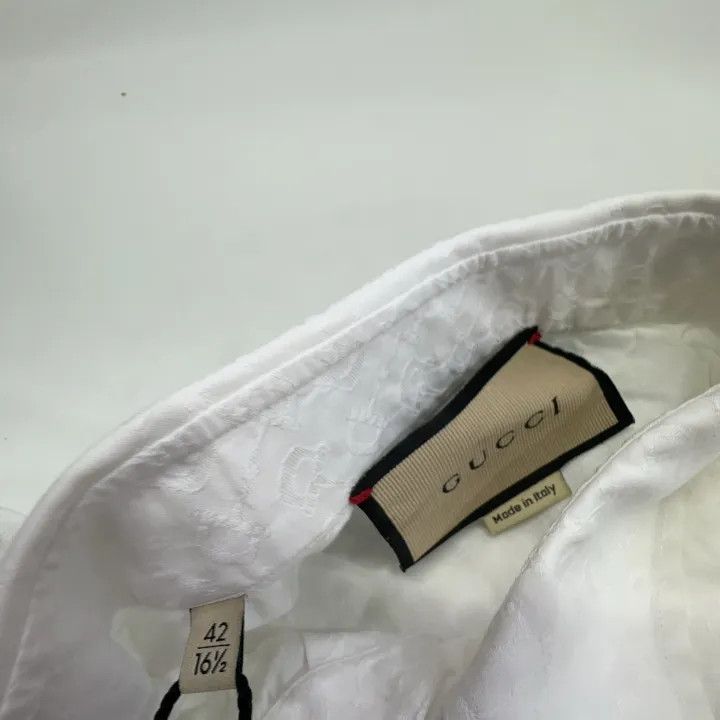 Gucci Gucci White Embroidered Logo Button-Up Shirt Size US XL / EU 56 / 4 - 8 Thumbnail