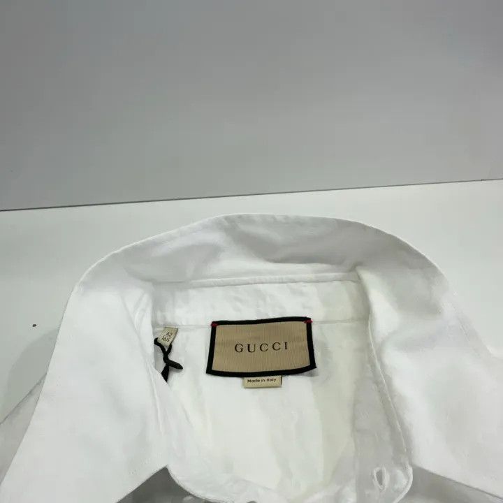 Gucci Gucci White Embroidered Logo Button-Up Shirt Size US XL / EU 56 / 4 - 9 Thumbnail