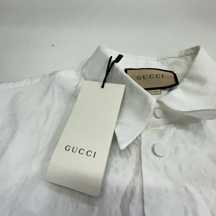 Gucci Gucci White Embroidered Logo Button-Up Shirt Size US XL / EU 56 / 4 - 6 Thumbnail