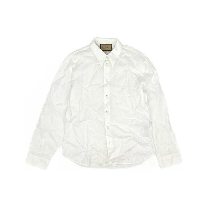 Gucci Gucci White Embroidered Logo Button-Up Shirt Size US XL / EU 56 / 4 - 2 Thumbnail