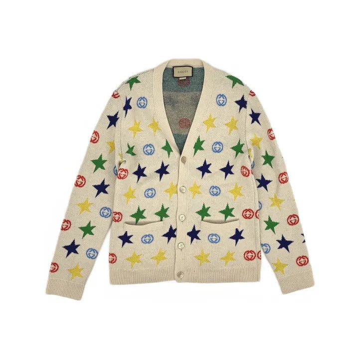 Gucci Gucci V-Neck Wool Cardigan with Star Print Size US S / EU 44-46 / 1 - 2 Thumbnail
