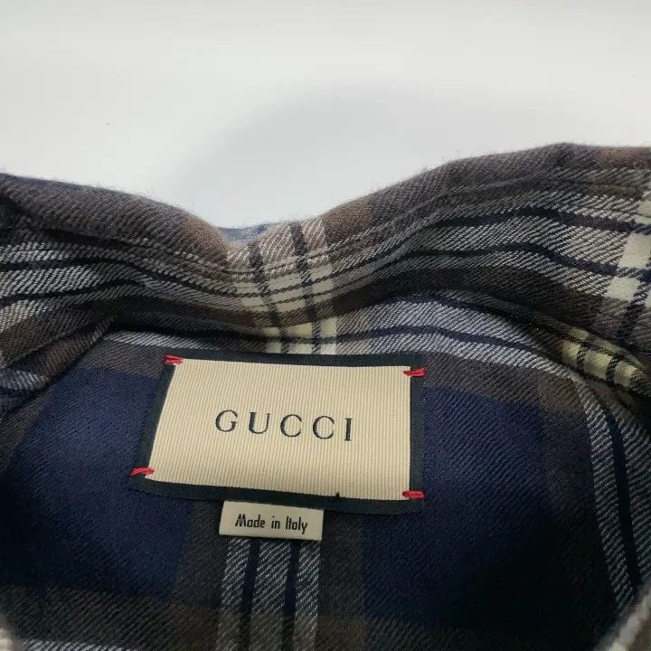 Gucci Gucci SS21 Navy Plaid Double G Shirt Size US M / EU 48-50 / 2 - 6 Thumbnail