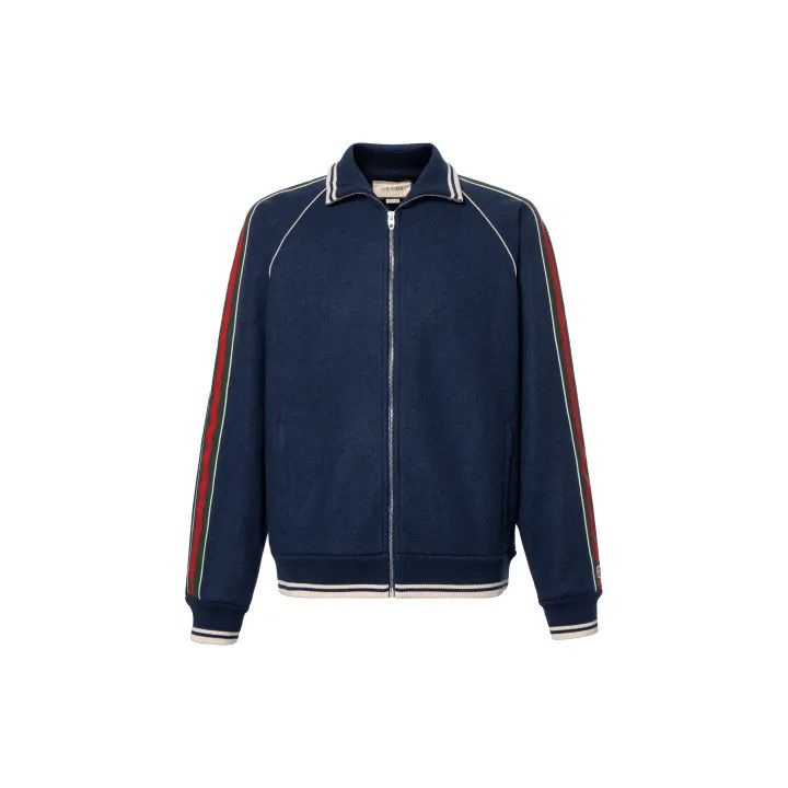 Gucci Gucci Navy Striped Zip-Up Jacket for Men Size US XS / EU 42 / 0 - 2 Thumbnail