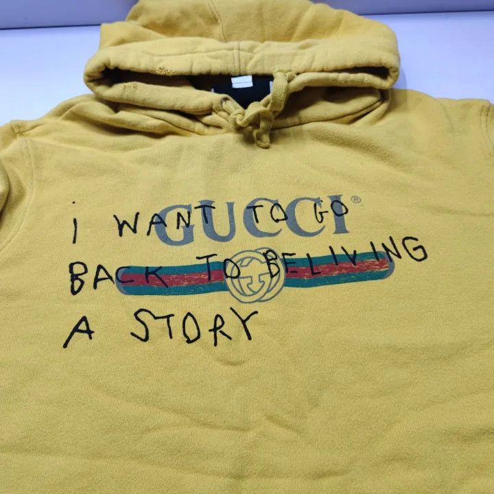 Gucci Gucci Yellow Hooded Sweatshirt with Logo Size US L / EU 52-54 / 3 - 8 Thumbnail