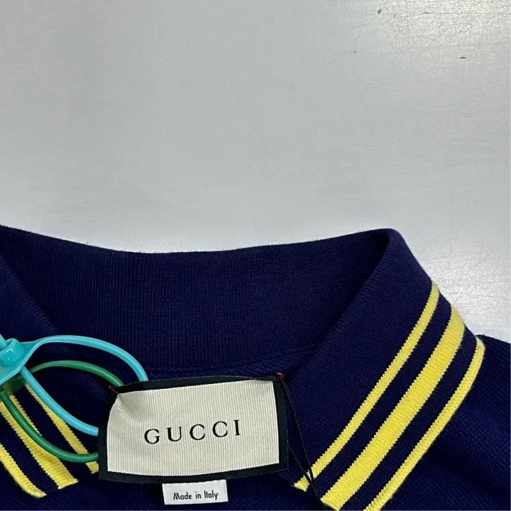 Gucci Gucci Blue Short Sleeve Polo with Cat Patch Size US L / EU 52-54 / 3 - 2 Thumbnail