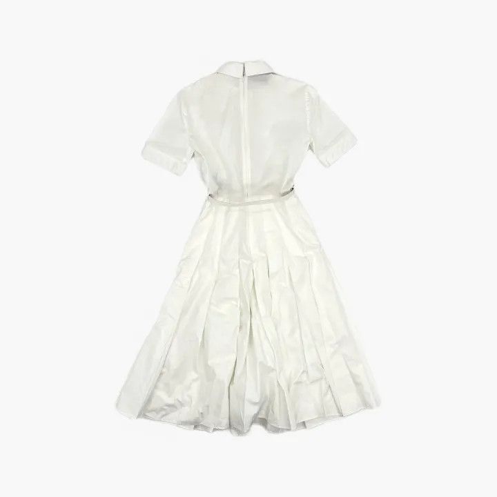Gucci White Half Button Pleated Dress