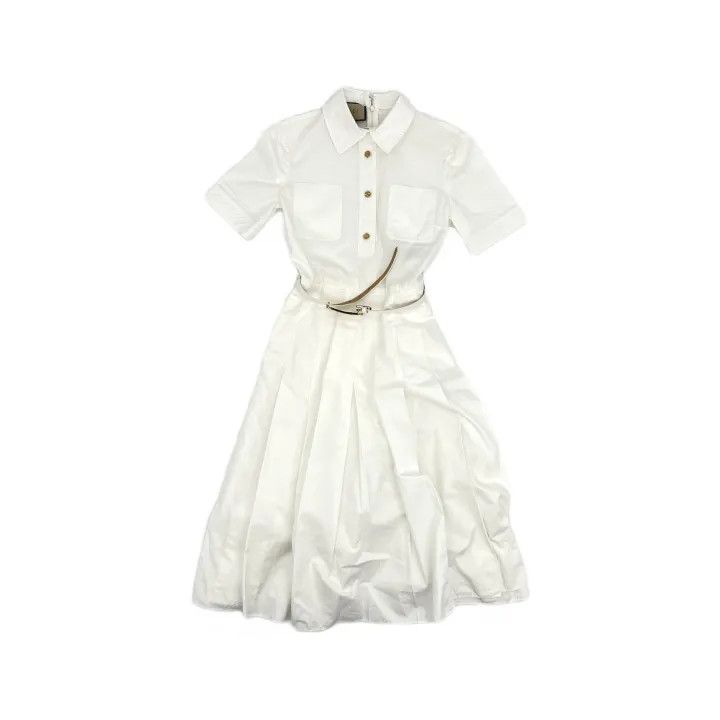 Gucci Gucci White Half Button Pleated Dress Size US 36 / EU 52 - 2 Thumbnail
