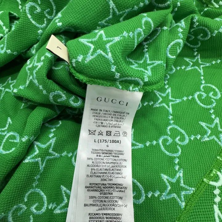Gucci Gucci Green Embroidered Letter Pattern Polo Shirt Size US L / EU 52-54 / 3 - 3 Thumbnail