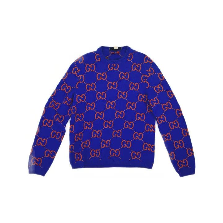 Gucci Gucci Blue Knit Wool Pullover Sweater Size US M / EU 48-50 / 2 - 2 Thumbnail