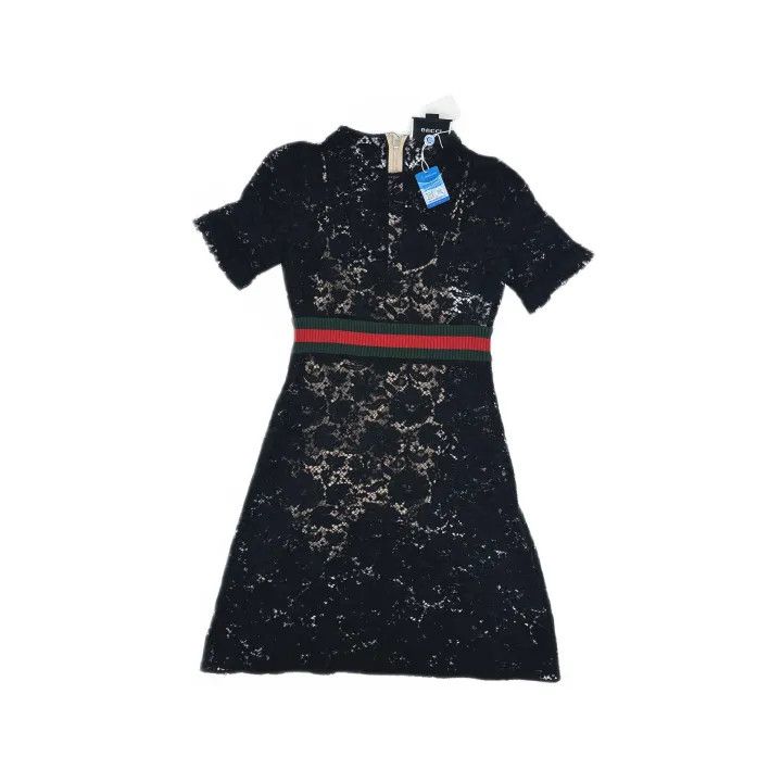 Gucci Gucci Black Lace Short Sleeve Dress Size US 38 / EU 54 - 2 Thumbnail