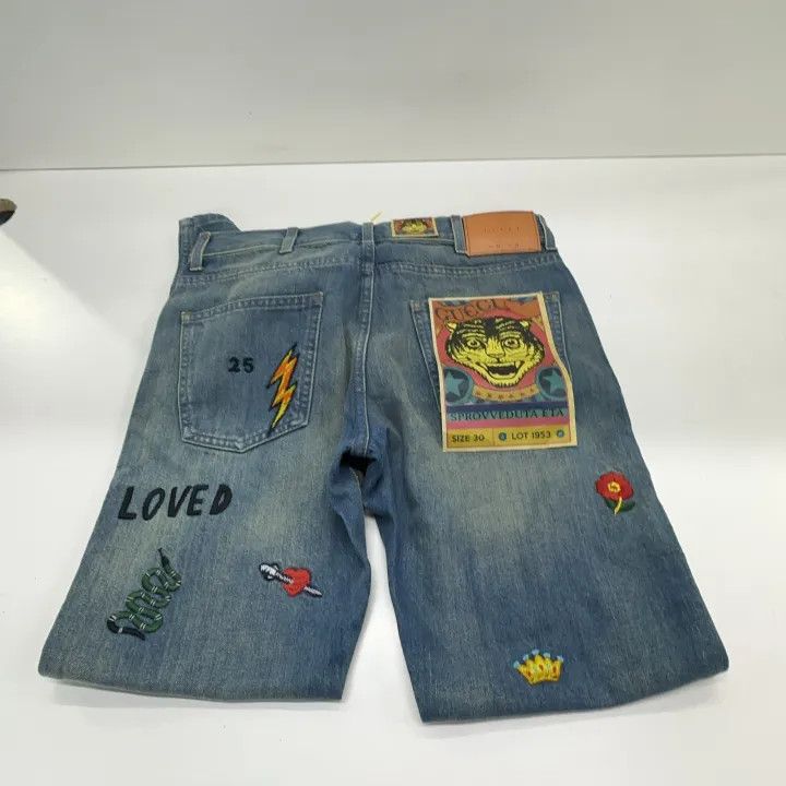 Gucci Gucci Blue Patterned Straight Leg Jeans for Men Size US 30 / EU 46 - 7 Thumbnail