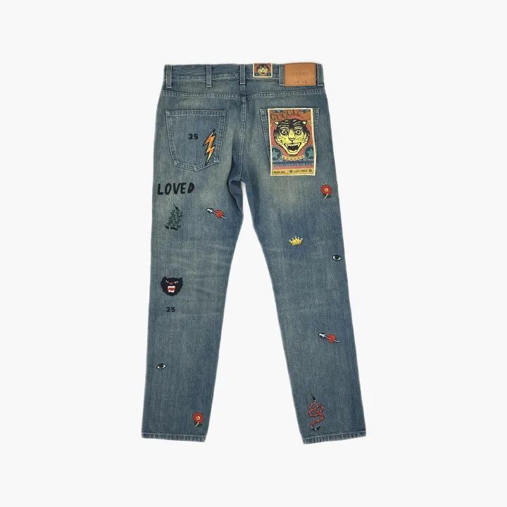 Gucci Gucci Blue Patterned Straight Leg Jeans for Men Size US 30 / EU 46 - 3 Thumbnail