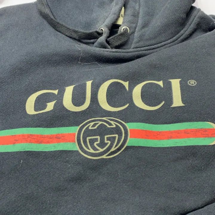 Gucci Gucci Logo Print Hoodie Black Size US M / EU 48-50 / 2 - 7 Thumbnail