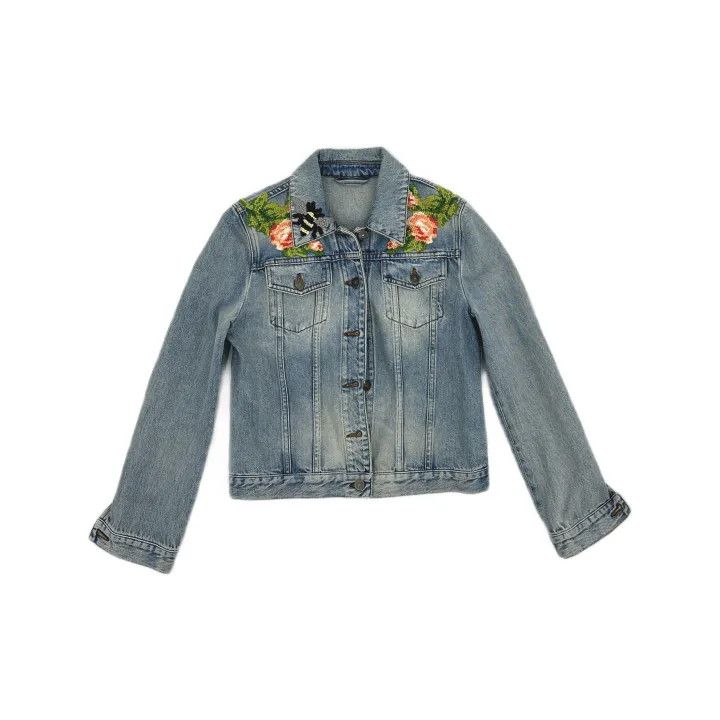 Gucci Gucci Floral Embroidered Denim Jacket Size US M / EU 48-50 / 2 - 2 Thumbnail