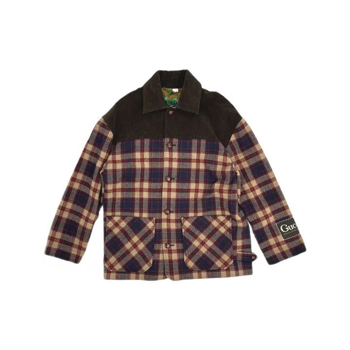 Gucci Gucci Colorful Plaid Wool and Cord Jacket Size US M / EU 48-50 / 2 - 2 Thumbnail