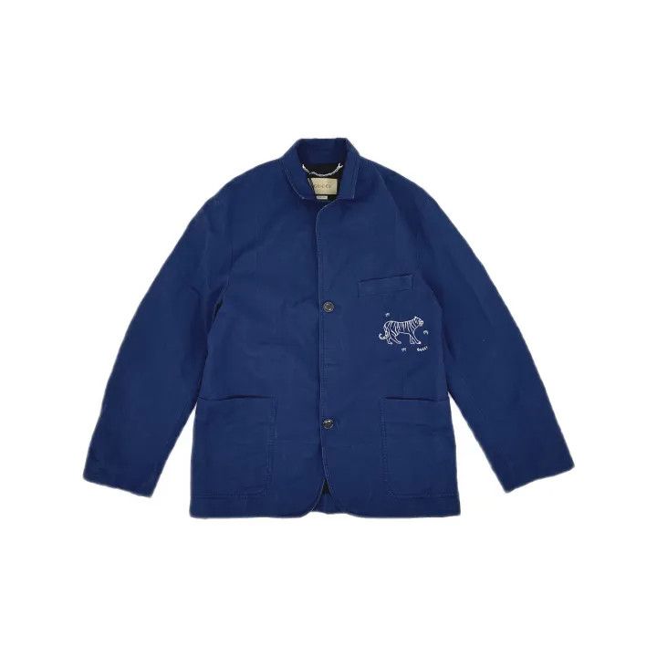 Gucci Gucci Blue Tiger Embroidered Suit Jacket Size US M / EU 48-50 / 2 - 2 Thumbnail