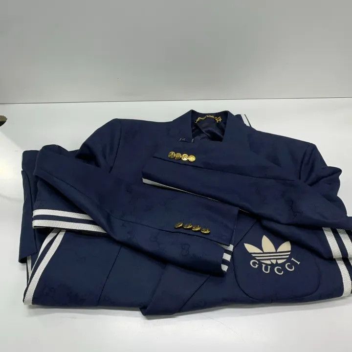 Gucci Gucci x Adidas Blue Double-Breasted Jacket Size US L / EU 52-54 / 3 - 9 Thumbnail