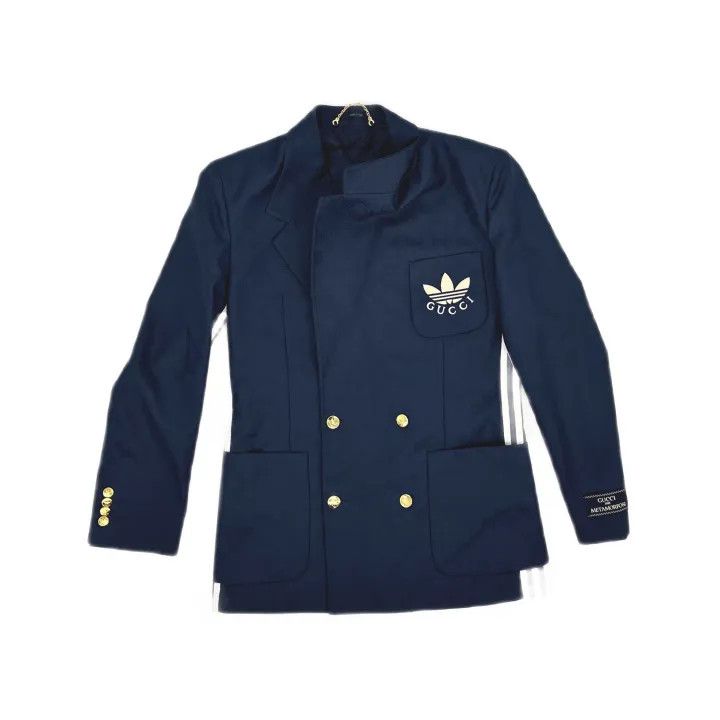 Gucci Gucci x Adidas Blue Double-Breasted Jacket Size US L / EU 52-54 / 3 - 2 Thumbnail
