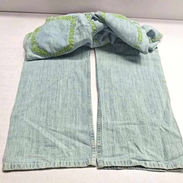 Marni Marni Green Graffiti Embroidered Straight Leg Jeans Size US 32 / EU 48 - 12 Thumbnail