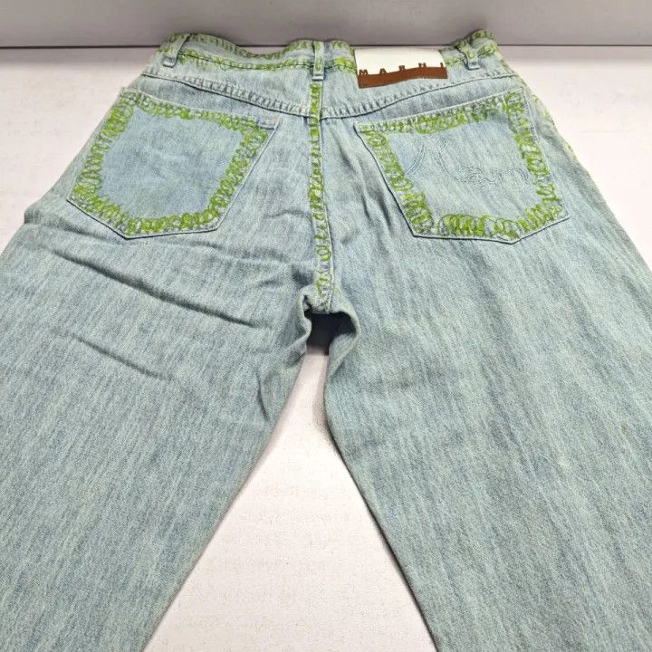 Marni Marni Green Graffiti Embroidered Straight Leg Jeans Size US 32 / EU 48 - 4 Thumbnail
