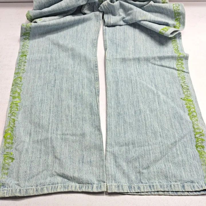 Marni Marni Green Graffiti Embroidered Straight Leg Jeans Size US 32 / EU 48 - 8 Thumbnail