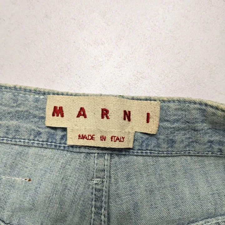 Marni Marni Green Graffiti Embroidered Straight Leg Jeans Size US 32 / EU 48 - 2 Thumbnail