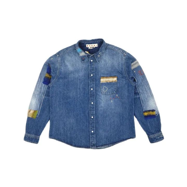 Marni Marni Blue Floral Embroidered Long Sleeve Jacket Size US L / EU 52-54 / 3 - 2 Thumbnail