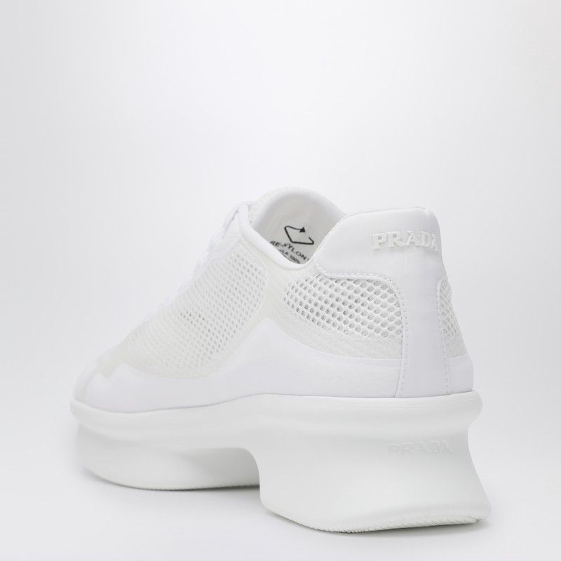 Prada Prada White Fabric And Mesh Low-Top Sneaker Size US 7 / IT 37 - 2 Thumbnail