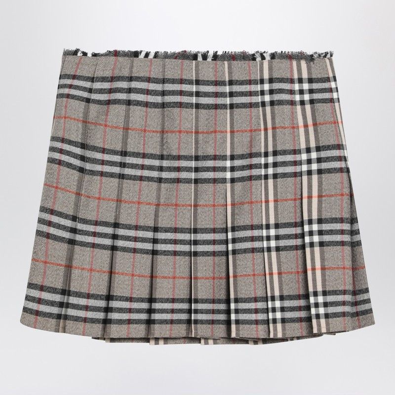 Burberry Burberry Grey Wool Kilt Skirt With Check Pattern Size 28" / US 6 / IT 42 - 2 Thumbnail