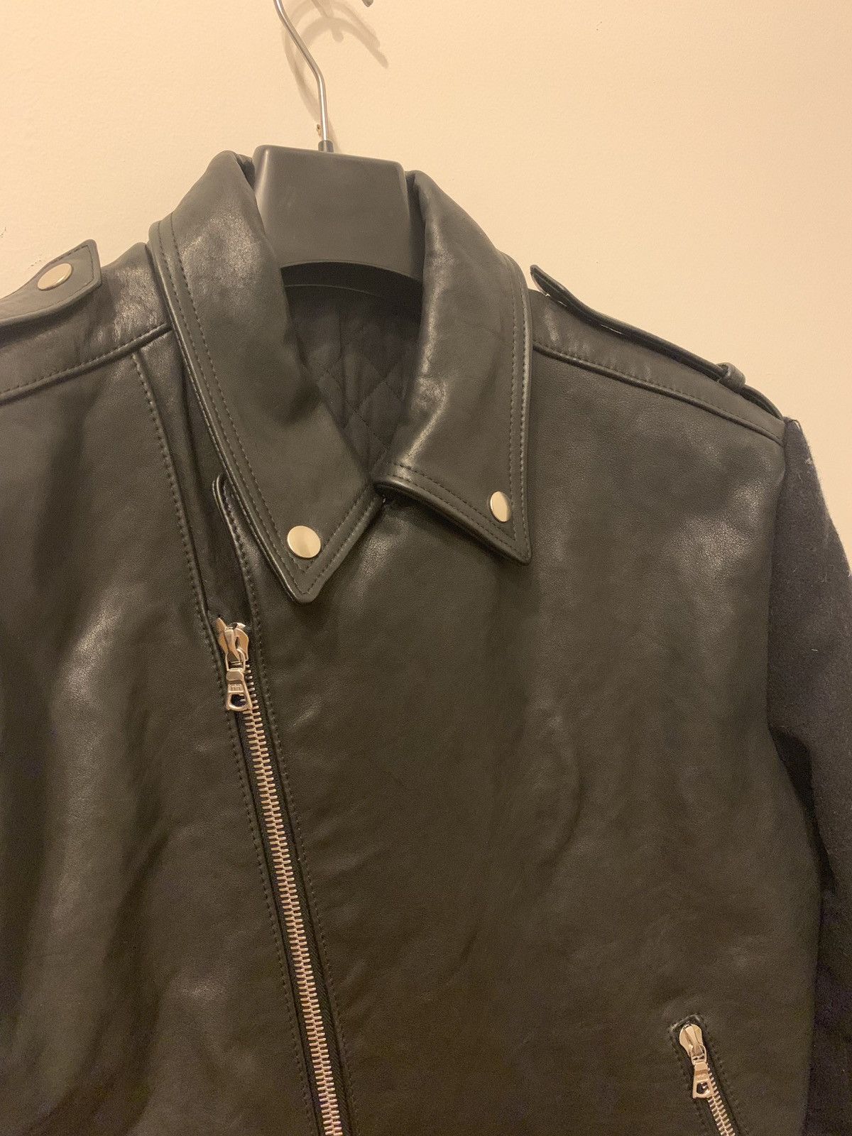 Public School Wool Sleeve Leather Biker Size US M / EU 48-50 / 2 - 2 Thumbnail