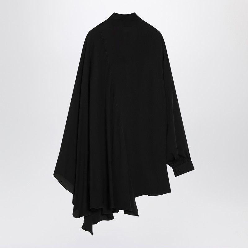 Balenciaga Balenciaga Asymmetric Black Silk Blouse With Scarf Size S / US 4 / IT 40 - 2 Thumbnail
