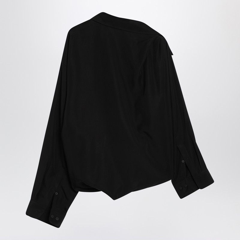 Balenciaga Balenciaga One-Shoulder Black Shirt In Poplin Size M / US 6-8 / IT 42-44 - 2 Thumbnail