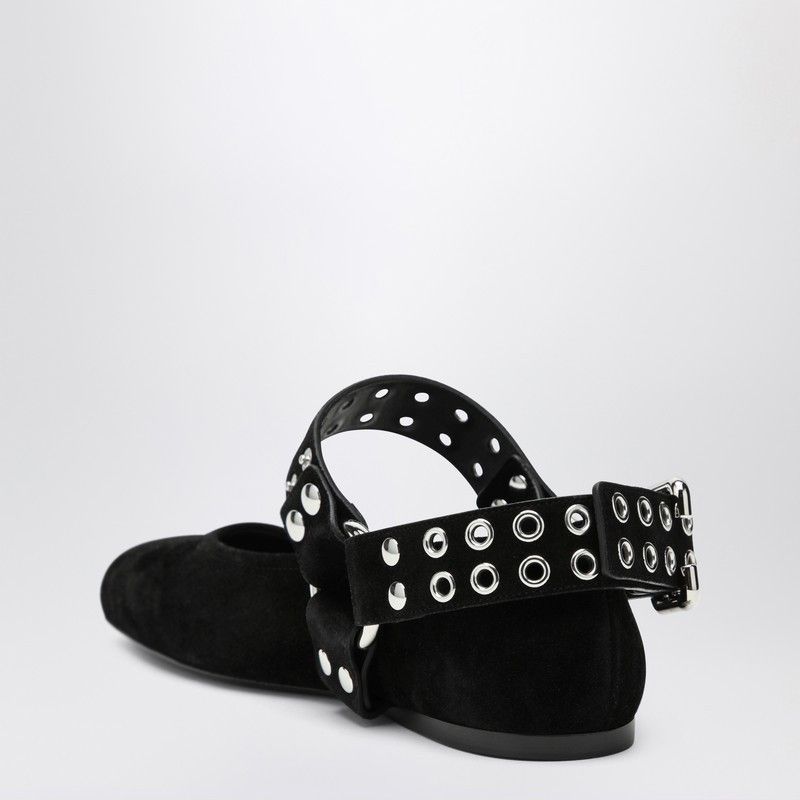 Alaia Alaia Black Suede Flat Ballerina Biker Size US 7 / IT 37 - 2 Thumbnail