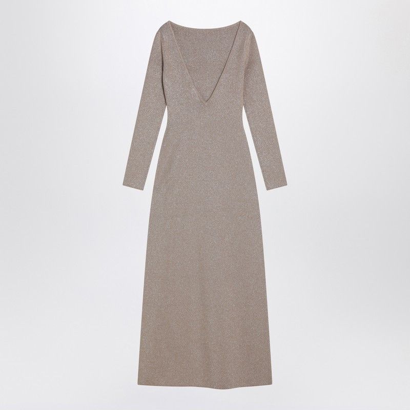 Max Mara Max Mara Pianoforte Beige Dress In Viscose And Lurex Yarn Size XS / US 0-2 / IT 36-38 - 2 Thumbnail