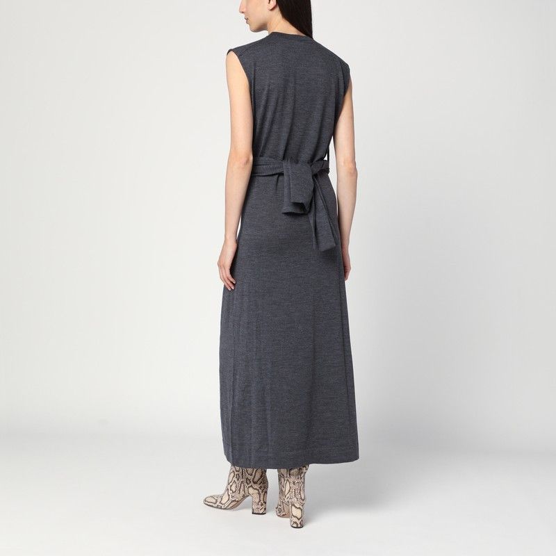 Jil Sander Jil Sander Gray Dress In Wool With Crossover Detail Size XS / US 0-2 / IT 36-38 - 2 Thumbnail