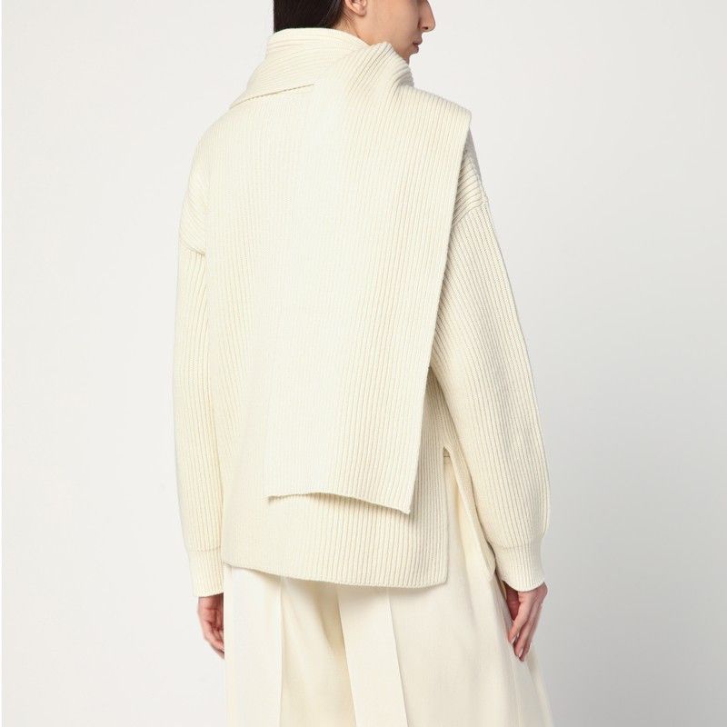 Jil Sander Jil Sander Ivory Sweater In Wool With Scarf Size XS / US 0-2 / IT 36-38 - 2 Thumbnail